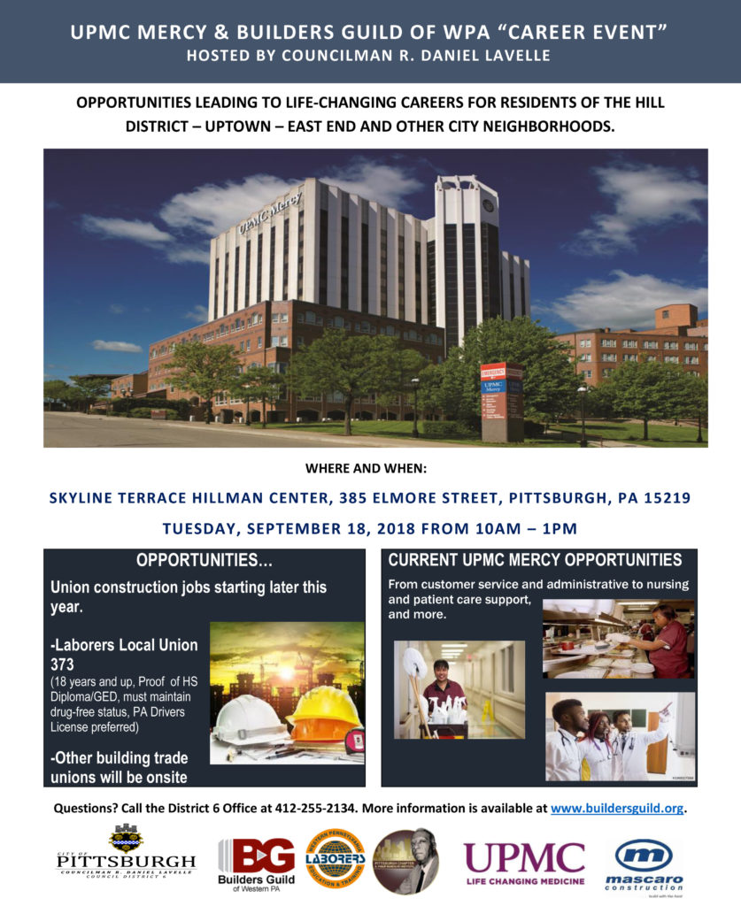 UPMC Mercy and Councilman Lavelle Hosting a Career Fair for Uptown and
